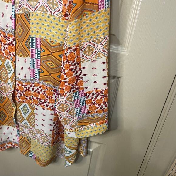 Rose + Olive Colorful Patchwork Style Blouse 1x - Picture 5 of 6